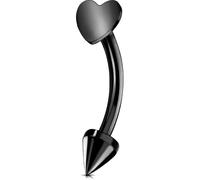 OUFER Noir Titan G23 Curved Barbell Cœur Rook Daith Helix Piercing Jewellery Earring 16G 8 mm Bar Vertical Labret Bottom Lip Orbital Conch Ring Tragus Eyebrow Cœur Arrows