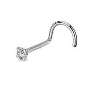 OUFER Piercing Nez Anneaux Titane Screw Nose Rings Stud Nez 20 Gauge 2mm Nose S Forme Crystal Rond Bijou Homme Femme