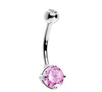 OUFER Piercing Nombril Or 14K Carats avec Zircone Cubique ou Opale en Forme de Cœur Anneau Nombril Piercing Ventre Bijoux de Piercing Corps Femme 14G