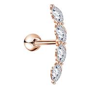 OUFER Piercing Oreille Cartilage Piercing Helix 16G en Acier Chirurgical 316Lavec Courbure Pavée de Zircone Cubique Brillante Piercing Tragus Boucles d’Oreilles Femme Bijoux Piercing Or Rose 6mm
