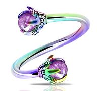 OUFER Piercing Oreille Cartilage Piercing Helix en Acier Chirurgical 316L avec Opale Griffe de Dragon Piercing Nez, Lèvre et Piercing Nombril Anneau de Nez Piercing Bijoux de Corps 16G