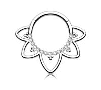 OUFER Piercing Septum Bijoux Lotus Daith Anneau Clicker Argent Piercing Helix Boucle d'Oreille Créole Acier Inoxydable 316L Clair CZ Septum Anneau pour Femmes Hommes 10 mm