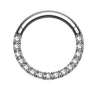 OUFER Septum Piercing G23 Solid Titanium Daith Earring Hoop Tragus Helix Rings 16G Hinged Segment Hoop Clear CZ Paved Cartilage Earring