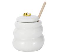 OUFGXZL Récipient à Miel avec cuillère en Bois, Pot à Miel de 400 ML avec cuillère, Pot à Miel en Porcelaine, Distributeur de Miel, Ensemble de récipients à Miel d'abeille for