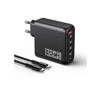 OUFUYU 138W Chargeur USB C Rapide, 4 Ports PD 3.0 GaN Adaptateur Type C avec Câble 100W pour MacBook Pro/Air, Dell XPS 15, iPhone 16/15, iPad Pro, Google Pixel, Samsung Galaxy S24/S23/S22, Steam Deck