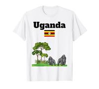 Ouganda Voyage Souvenir gorilles Montagne Amant Drapeau Ouganda T-Shirt