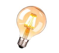 OUGEER Lot de 1 Ampoule Edison Vintage, E27 6W LED Filament Globe G80,600 LM,Blanc Chaud 2700K,Verre Ambré,Non Dimmable Ancienne Ampoule Edison