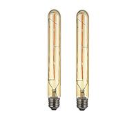 Ougeer Lot de 2 ampoules tubes longues T30 LED 4 W Style Edison à filament Verre fumé doré T30 E27 40 W Culot à vis, 400 lm Blanc chaud 2300 K Non compatible avec variateur d'intensité