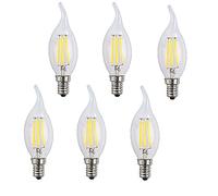 OUGEER Lot de 6 E14 Bougie LED 4W Forme Bougie COB Ampoule Lampe Blanc Chaud 2700k 400LM Super Lumineux Flame Tip LED AC 220-240V C35 Bougie à bougie Edison