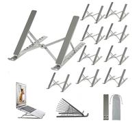 OUGEP Support Ordinateur Portable, Support PC Portable Ventilé en Aluminium Réglable, Refroidisseur Ergonomique Compatible avec MacBook Air, HP, Dell, 10-17.3’’ (10PCS-Gris)