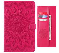 Ougger Coque pour Apple iPad 2 3 4 Etui Housse, Cuir Flip Pochette Cover Protecteur TPU Silicone Housse Etui Apple iPad 2 3 4 avec Fente pour Carte, Floraison (Rouge)