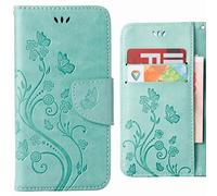 Ougger Coque pour ASUS Zenfone 3 Max / ZC520TL Etui, Fleur Papillon Portefeuille Housse PU Cuir Magnétique Silicone Protecteur Pochette Caoutchouc Cover avec Fente pour Carte (Vert)