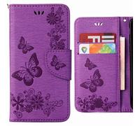 Ougger Coque pour Huawei Mate 10 Lite Etui Housse, PU Cuir Silicone Housse Flip Etui Magnétique Protecteur Pochette Cover Huawei Mate 10 Lite avec Fente pour Carte, Bande de Papillon (Pourpre)