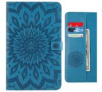 Ougger Coque pour iPad 2 3 4 Etui Housse, Cuir Portefeuille Pochette Cover Protecteur TPU Silicone Housse Etui iPad 2 3 4 avec Fente pour Carte, Floraison (Bleu)