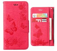 Ougger Coque pour Samsung Galaxy A6 (2018) Etui Housse Portefeuille PU Cuir Magnétique Protecteur Pochette Soft Silicone Flip Cover Etui Galaxy A6 2018 avec Fente pour Carte, Bande Papillon (Pink)