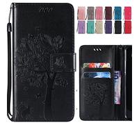 Ougger étui pour Huawei Mate 20 Lite Housse, Portefeuille Etui Cuir Magnétique Protecteur Pochette Silicone Cover Coque pour Huawei Mate 20 Lite avec Fente pour Carte, Chat Arbre (Noir)