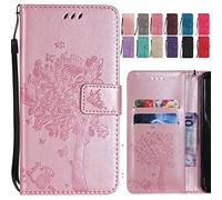 Ougger étui pour Huawei Mate 20 Lite Housse, Portefeuille Etui Cuir Magnétique Protecteur Pochette Silicone Cover Coque pour Huawei Mate 20 Lite avec Fente pour Carte, Chat Arbre (Rose Or)