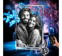 ougiver Innovation 3D - Photo en cristal 3D de qualité supérieure - Cadeau commémoratif personnalisé pour maman, papa, épouse, homme, animaux de compagnie, cristal rectangulaire gravé au laser, cadeau
