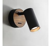 ouglres Applique Murale, Applique Led Design Industriel, Spot Mural Rétro En Acier/Aluminium, Murale Lampe Éclairage Compact Salon Chambre, Couleur : Noir,1pack