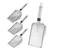 OUGPIU Lot de 4 tamis de jardin en acier inoxydable, tamis de jardin, tamis de terre, tamis à compost de jardin avec poignée antidérapante, tamis à jet 2/2,8/3,8/5 mm pour terre, sable, pierres