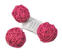 Ougual Ensemble de 10pcs Osier Naturel rotin Tableau fête de Mariage à Suspendre d'équilibre Boules de Noël décoratifs 5cm Rose Rouge