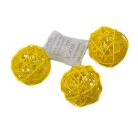 Ougual Ensemble de 10pcs Osier Naturel rotin Tableau fête de Mariage à Suspendre d'équilibre Boules de Noël décoratifs 5cm Jaune