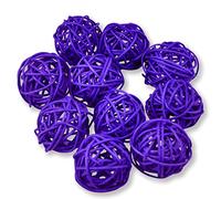 Ougual Ensemble de 10pcs Osier Naturel rotin Tableau fête de Mariage à Suspendre d'équilibre Boules de Noël décoratifs 4cm Violet Profond
