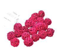 Ougual Ensemble de 20pcs Osier Naturel rotin Tableau fête de Mariage à Suspendre d'équilibre Boules de Noël décoratifs 3cm Rose Rouge
