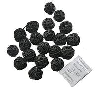 Ougual Osier Naturel Boules rotin Table fête de Mariage à Suspendre d'équilibre Boule de Noël décoratifs (Noir, 3cm, 20pcs)