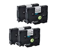 Ouguan® 4x Tze-111 Tze111 Tz-111 Rubans Étiquettes compatibles avec Brother P-Touch PT-1000 1005 1010 3600 9600 D210 D400 D450VP D600VP H101C H105 H110 H300-6mm x 8m / Noir sur Transparent