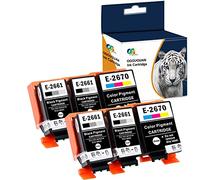Ouguan® Cartouche d'encre compatible 266 267 T2661 T2670 (4 Noir, 2Tri-Color) Remplacement pour Epson Workforce WF-100W