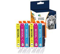 Ouguan® Cartouches d'encre compatibles PGI-580 XXL CLI-581 XXL pour Canon PIXMA TR8550 TS6150 TR7550 TS6151 TS8150 TS9150 (2Cyan, 2Magenta, 2Jaune)