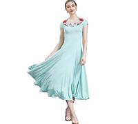 OUHENYUAN Costumes De Concours De Salle De Bal Fringe Cha Cha Robes De Danse Latine en Velours pour Femmes Tenue De Danse pour Spectacle De Salsa,Mint Green,3XL