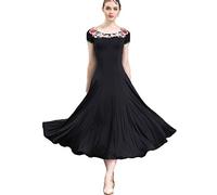 OUHENYUAN Costumes De Concours De Salle De Bal Fringe Cha Cha Robes De Danse Latine en Velours pour Femmes Tenue De Danse pour Spectacle De Salsa,Noir,3XL