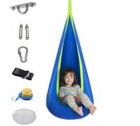 OUHKDM Fauteuil Suspendu hamac, siège Suspendu Lumineux, Fauteuil Suspendu hamac avec lumières LED, Fauteuil Suspendu avec Coussin Gonflable et Tous Les Accessoires pour la Chambre à Coucher(Blue)