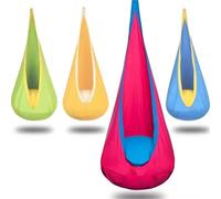 OUHKDM Fauteuil Suspendu hamac, siège Suspendu Lumineux, Fauteuil Suspendu hamac avec lumières LED, Fauteuil Suspendu avec Coussin Gonflable et Tous Les Accessoires pour la Chambre à Coucher(Pink)