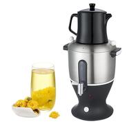 OUHKDM Machine à thé turque Samovar électrique 5L, double casserole en acier inoxydable à ébullition rapide de 1500 W avec infuseur à thé, fonction de maintien au chaud, pour le thé noir, le café