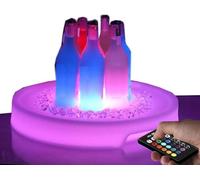 OUHKDM Plateau de Service Lumineux à LED, Plateau de collations à LED en Plastique étanche Rechargeable de Forme Ronde, télécommande, Plateau à Champagne aux Fruits