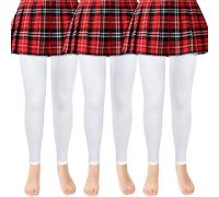 ouhos Lot de 3 collants de ballet pour fille - Sans pieds - Opaques - Blanc et noir - Très résistants - Pour enfants - Taille 100-170 (FR/ES, Âge, 11 ans, 13 ans, Taille normale, Blanc)
