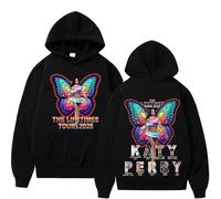 OUHZNUX Hommes Femmes Pulls Katy Perry Merch Hoodies Unisex Imprimé Sweatshirt en Polaire Oversized avec Poche Kangourou T-Shirts À Capuche XS-3XL-Black||s