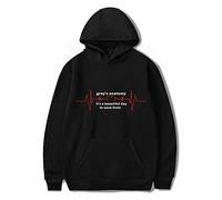 OUHZNUX Sweat À Capuche Greys Anatomy Sweat À Col Ras du Cou Imprimé 2D ECG Pull À Capuche Mode Hommes Et Femmes Pulls Dhiver