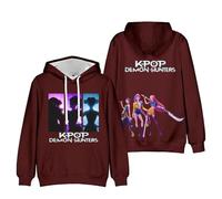 OUHZNUX Sweat À Capuche K-Pop De-Mon H-Hunters Merch Hoodie Vintage Mode Pullover Unisex Hip Hop 3D Imprimé Oversized Manches Longues Sweatshirt pour Femmes Hommes XXS-4XL-Burgundy||m