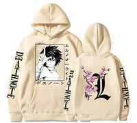 OUHZNUX Sweats À Capuche pour Hommes Death Note Anime L Lawliet Graphic Hoodies Hommes Femmes Streetwear Sweats Unisexe Tops Xxs-3Xl