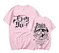 OUHZNUX T-Shirt Black Clover Impression Double Face T-Shirt Anime Drôle Hommes Harajuku T-Shirt Graphique Streetwear Cool Tshirt Hip Hop Top Tee Shirt XXS-XXL