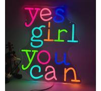 Oui fille vous pouvez LED Signes de néon Accueil Classe Art Lampes Lumières en acrylique dimmables pour chambre Salle de classe Bibliothèque de l'école Librairie Décor mural