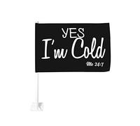Oui, j'ai froid, je suis 24h/24, 7j/7, citation amusante, drapeau de voiture 12x18, drapeaux de voiture, décoration de fenêtre de voiture, drapeaux de fenêtre de voiture imperméables, clip de fenêtre