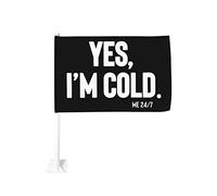 Oui, j'ai froid, je suis froid 24:7, drapeau de voiture 12x18, décoration de fenêtre de voiture, drapeaux de fenêtre de voiture imperméables, clip de fenêtre double face, drapeau de fenêtre résistant