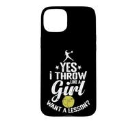 Oui, Je Lance comme Une Fille Veut Une leçon de Softball Coque pour iPhone 15 Plus