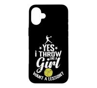 Oui, Je Lance comme Une Fille Veut Une leçon de Softball Coque pour iPhone 16 Plus