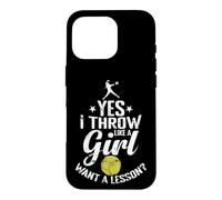 Oui, Je Lance comme Une Fille Veut Une leçon de Softball Coque pour iPhone 16 Pro